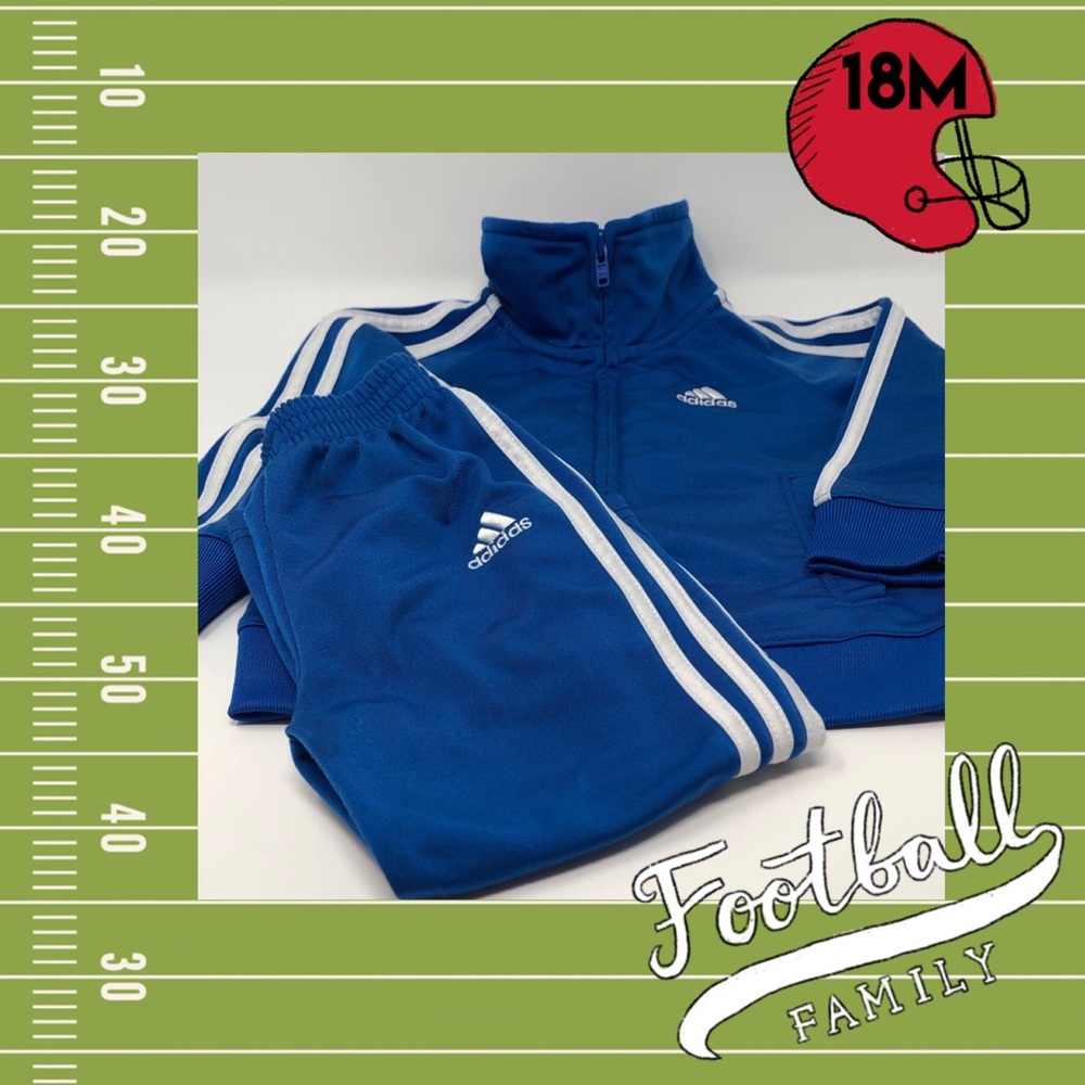 EUC adidas Tracksuit 18M Blue w White Stripes